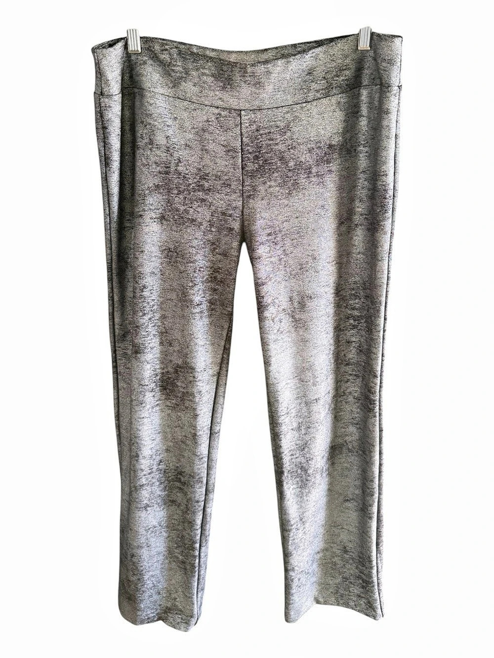 Lena Gabrielle Metallic Gray Black Leggings Size 16 Like New